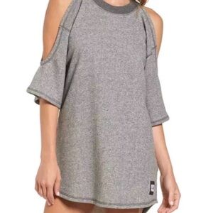 IVY PARK Cold-Shoulder Heather Gray Sweatshirt Tunic Top